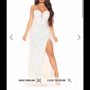 fashion nova sparkly blush/opal maxi dress 6